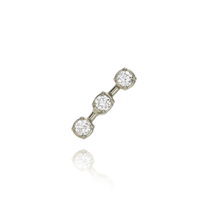 Three Diamond Stud White Gold by Logan Hollowell Jewelry