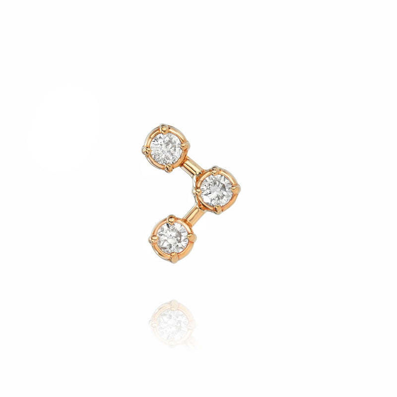 Trinity Diamond Stud Rose Gold by Logan Hollowell Jewelry