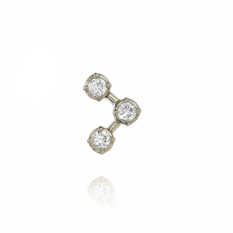 Trinity Diamond Stud White Gold by Logan Hollowell Jewelry