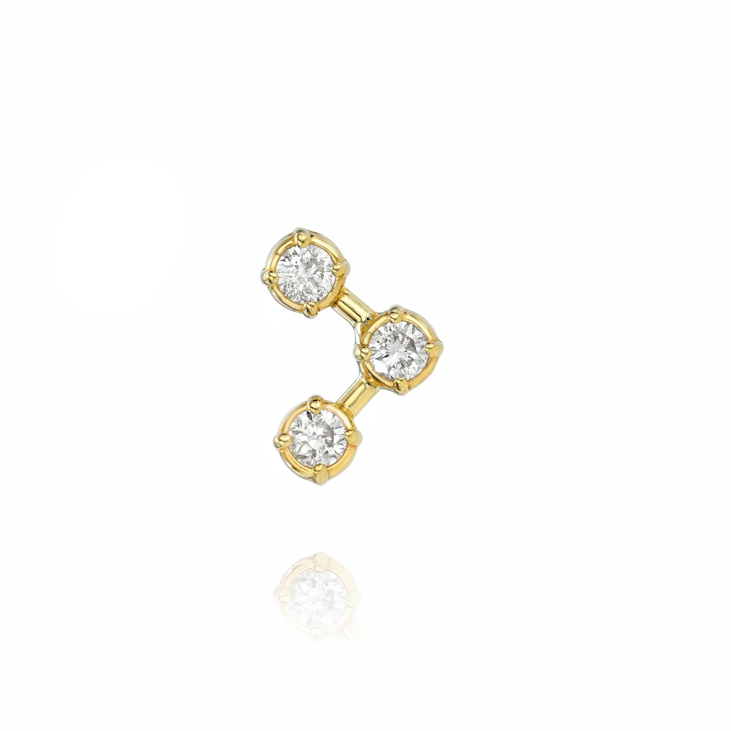 Trinity Diamond Stud Yellow Gold by Logan Hollowell Jewelry