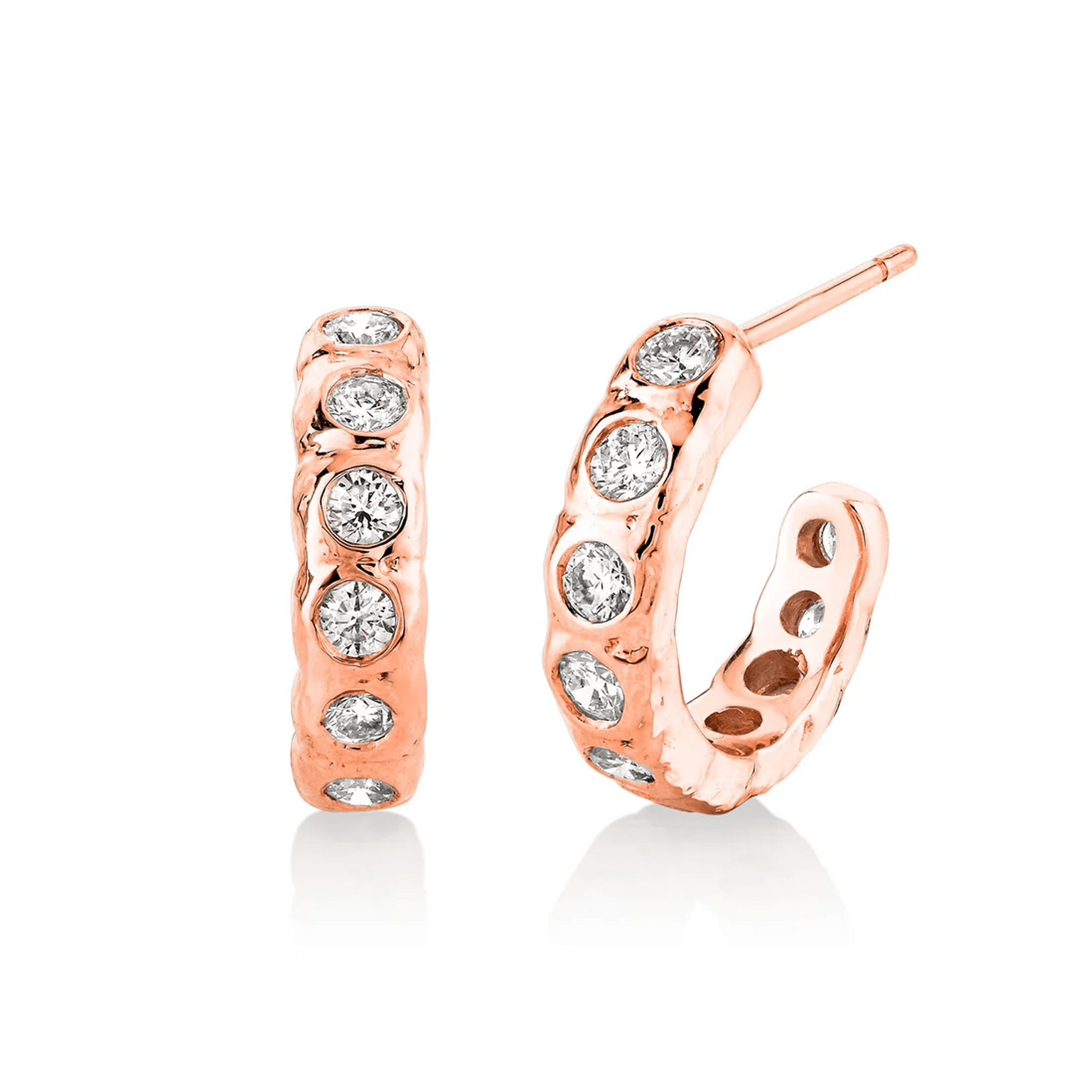 River Graduated Diamond Hoops by Logan Hollowell Jewelry