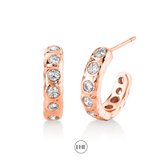 River Graduated Diamond Hoops Rose Gold   by Logan Hollowell Jewelry