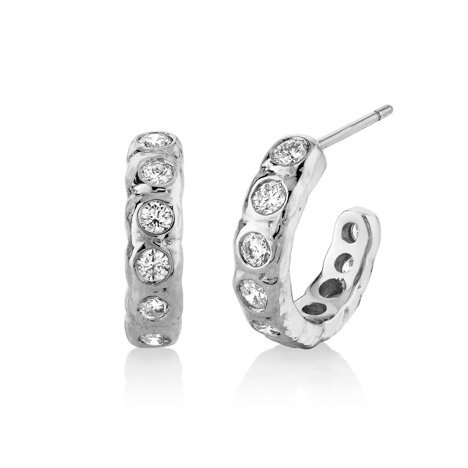 River Graduated Diamond Hoops by Logan Hollowell Jewelry