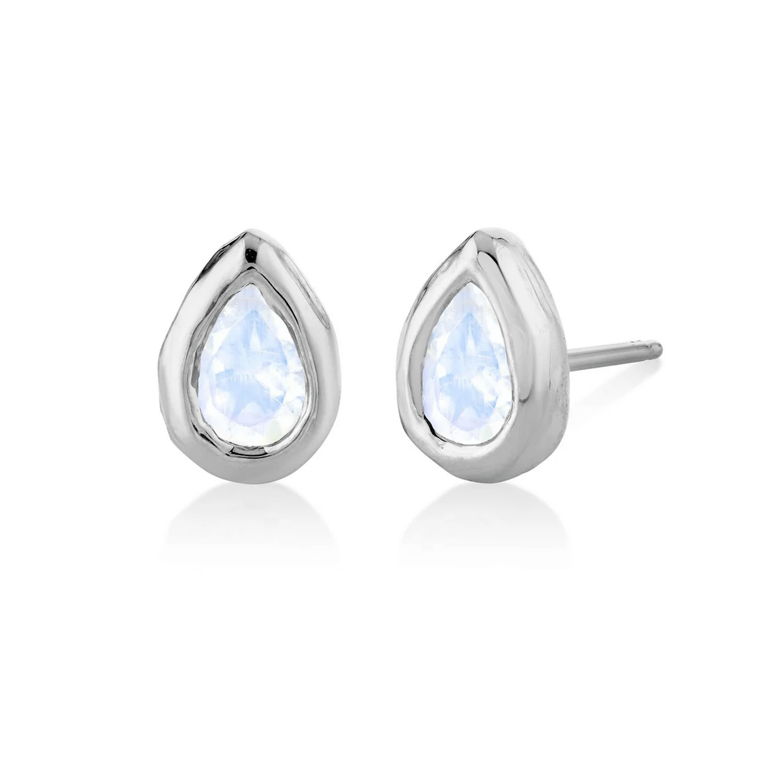 River Water Drop Moonstone Stud by Logan Hollowell Jewelry