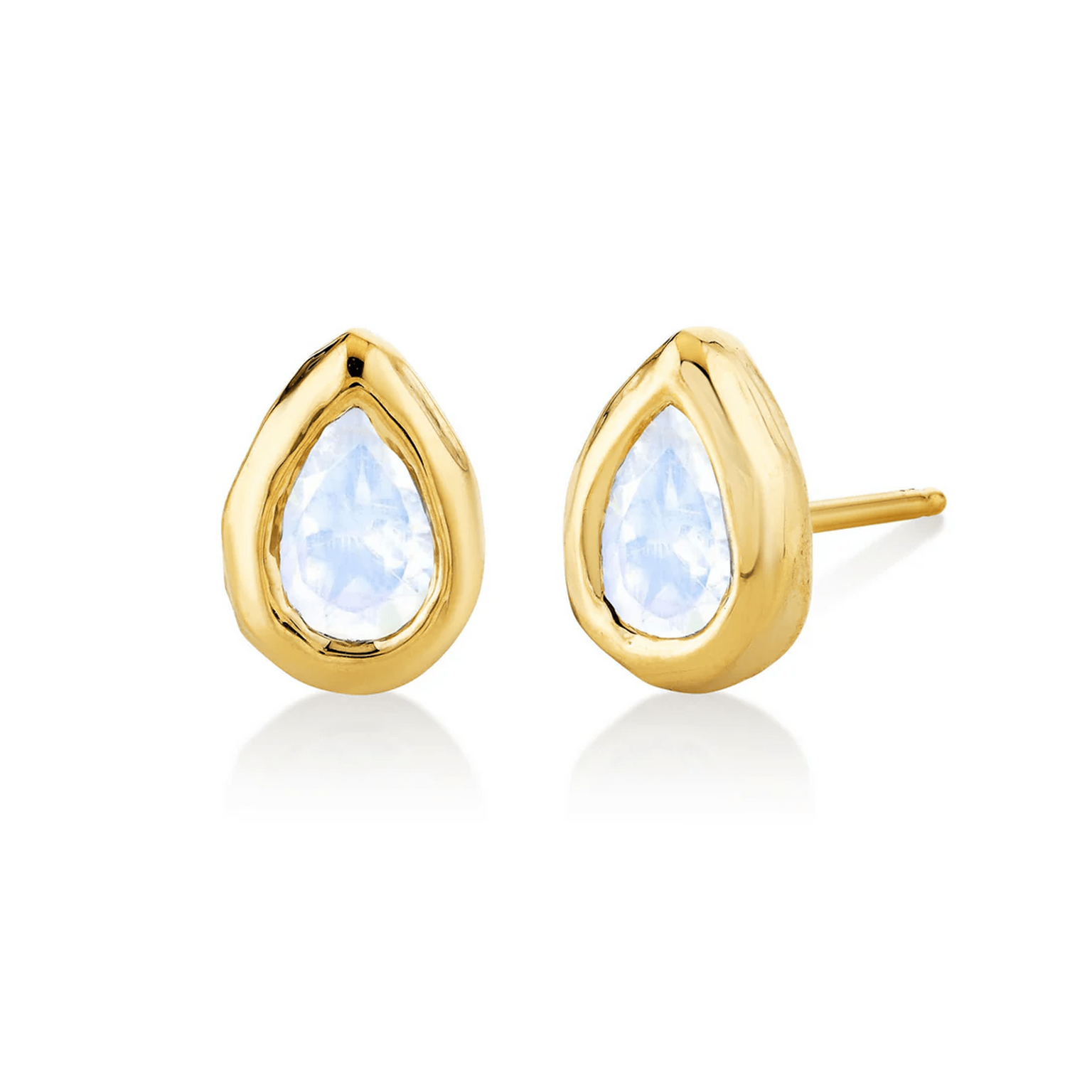 River Water Drop Moonstone Stud by Logan Hollowell Jewelry