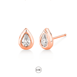 Baby River Water Drop Diamond Stud Rose Gold Pair  by Logan Hollowell Jewelry