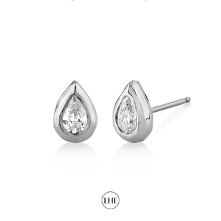 Baby River Water Drop Diamond Stud White Gold Pair  by Logan Hollowell Jewelry