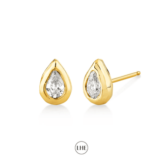 Baby River Water Drop Diamond Stud Yellow Gold Pair  by Logan Hollowell Jewelry