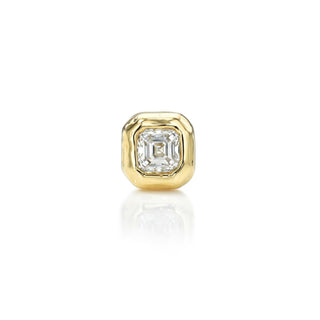 Baby River Asscher Diamond Studs Yellow Gold Single  by Logan Hollowell Jewelry