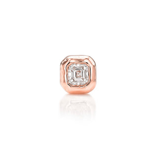 Baby River Asscher Diamond Studs Rose Gold Single  by Logan Hollowell Jewelry