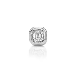 Baby River Asscher Diamond Studs White Gold Single  by Logan Hollowell Jewelry