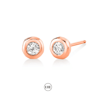 River Round Diamond Stud Rose Gold Pair  by Logan Hollowell Jewelry