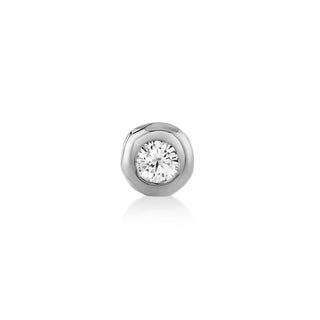 River Round Diamond Stud White Gold Single  by Logan Hollowell Jewelry