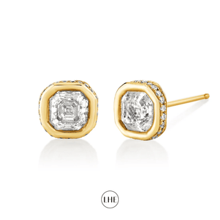 Vintage Asscher Diamond River Studs | Ready to Ship Yellow Gold   by Logan Hollowell Jewelry