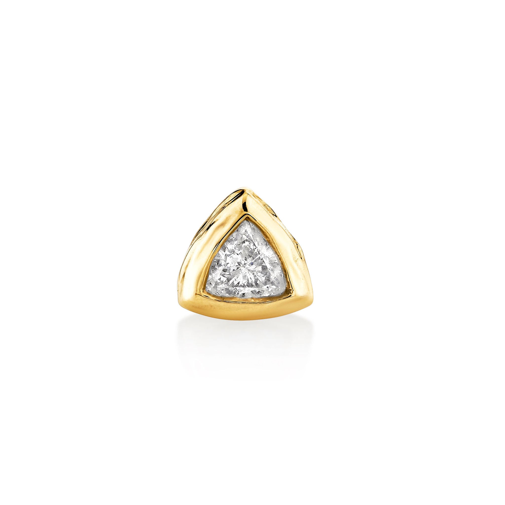 River Trillion Diamond Stud Yellow Gold Single by Logan Hollowell Jewelry