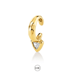 River Trillion Diamond Ear Cuff Yellow Gold Lab-Created  by Logan Hollowell Jewelry