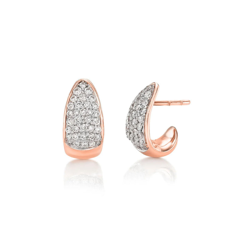 Petite Pavé Diamond Tusk Earrings Rose Gold by Logan Hollowell Jewelry