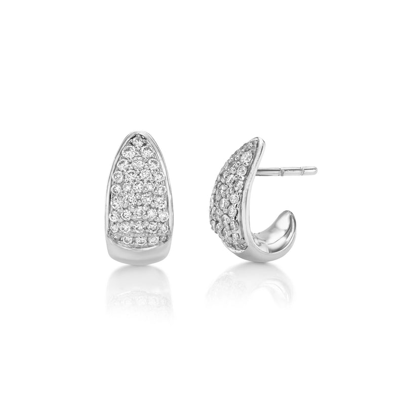 Petite Pavé Diamond Tusk Earrings White Gold by Logan Hollowell Jewelry