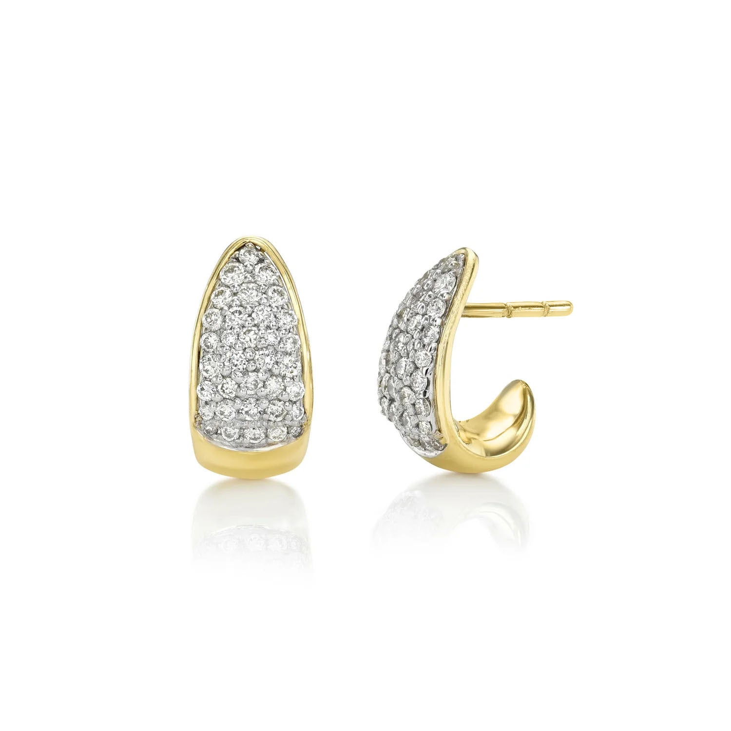 Petite Pavé Diamond Tusk Earrings Yellow Gold by Logan Hollowell Jewelry