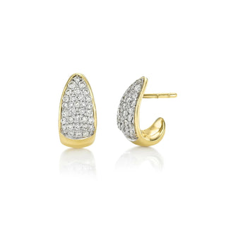 Baby Pavé Diamond Tusk Earrings Yellow Gold by Logan Hollowell Jewelry