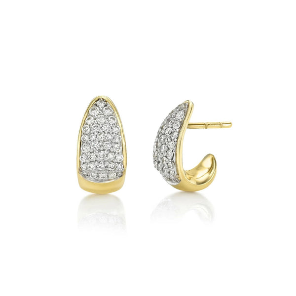 Petite Pavé Diamond Tusk Earrings Yellow Gold by Logan Hollowell Jewelry