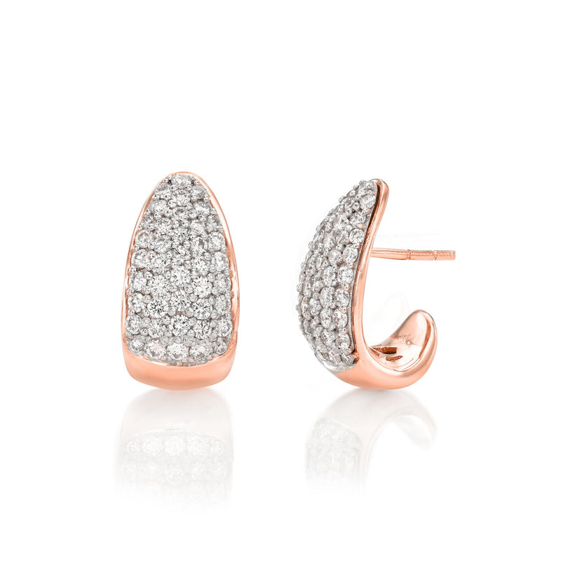 Medium Pavé Diamond Tusk Earrings Rose Gold   by Logan Hollowell Jewelry