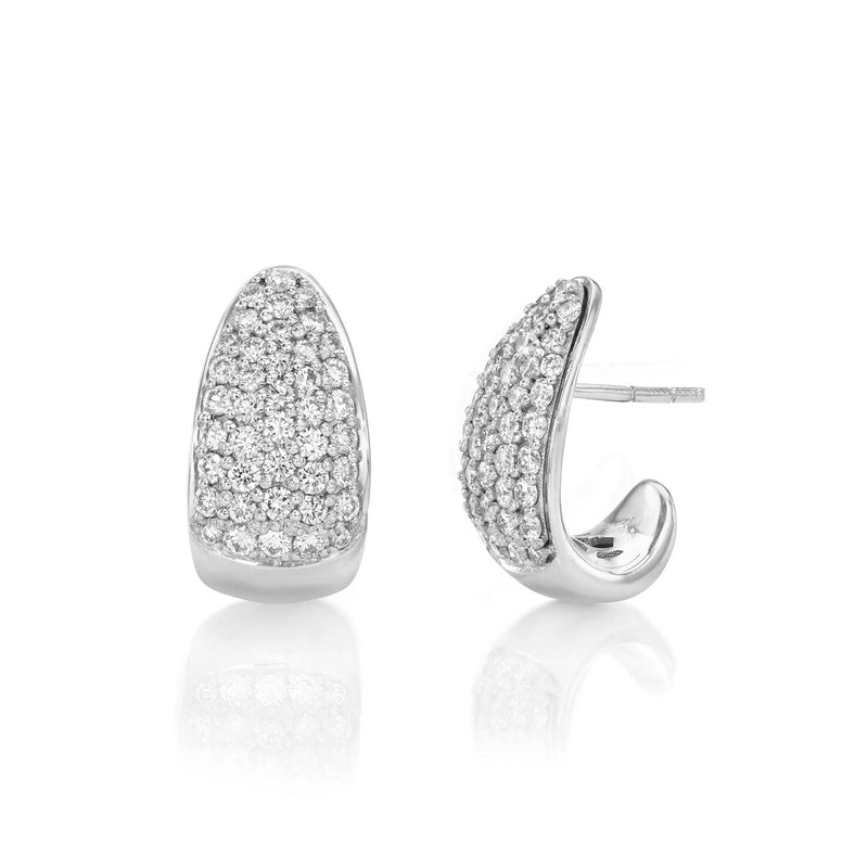 Medium Pavé Diamond Tusk Earrings White Gold   by Logan Hollowell Jewelry