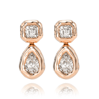 Asscher and Pear Diamond Drop River Earrings Rose Gold Lab-Created  by Logan Hollowell Jewelry