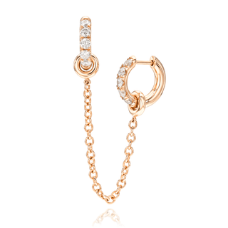 Double Pavé Chain Hoop Earring Rose Gold   by Logan Hollowell Jewelry