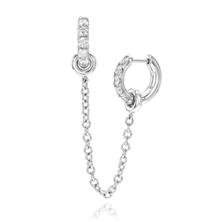 Double Pavé Chain Hoop Earring White Gold   by Logan Hollowell Jewelry