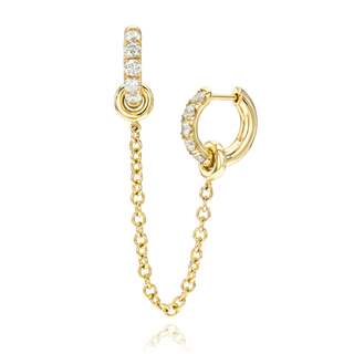 Double Pavé Chain Hoop Earring Yellow Gold   by Logan Hollowell Jewelry