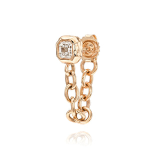 18K Asscher Diamond River Chain Earring Rose Gold by Logan Hollowell Jewelry