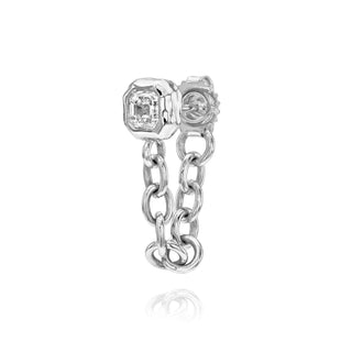 Asscher Diamond River Chain Earring White Gold by Logan Hollowell Jewelry