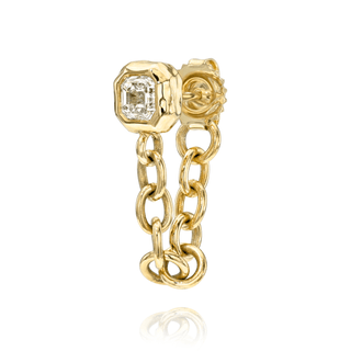 Asscher Diamond River Chain Earring Yellow Gold by Logan Hollowell Jewelry