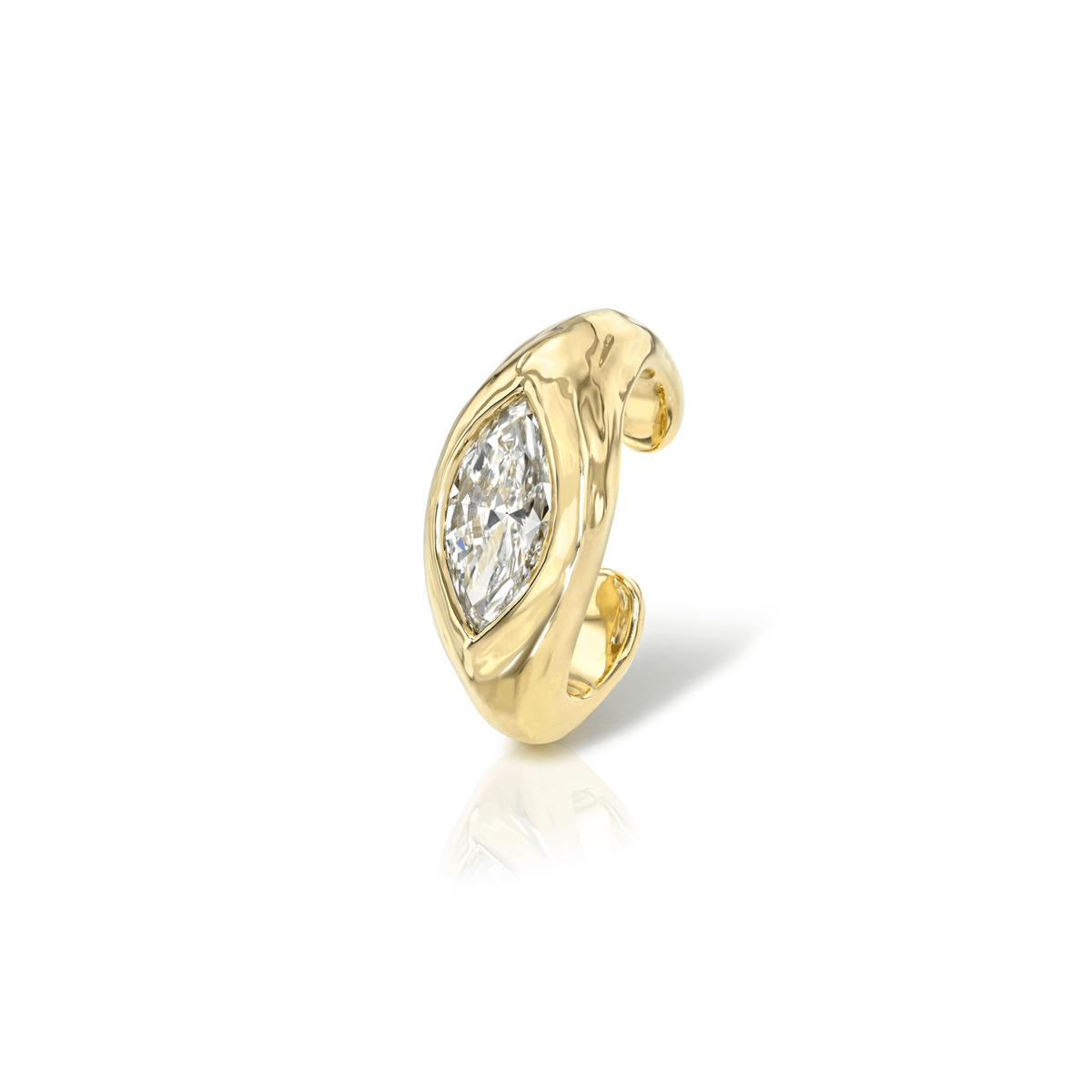 Diamond Marquise River Ear Cuff | Ready to Ship (LAB) Yellow Gold Lab-Created by Logan Hollowell Jewelry
