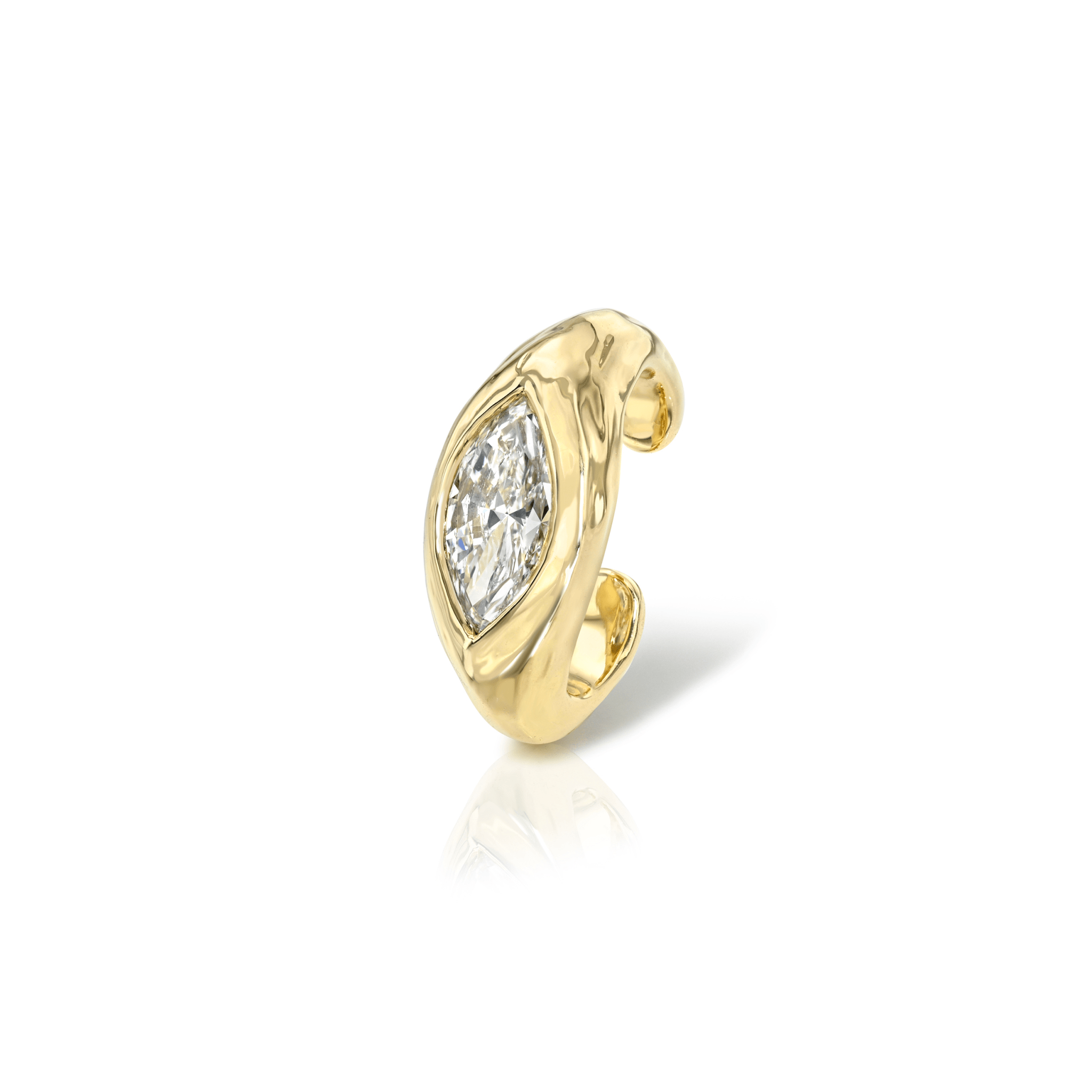 Diamond Marquise River Ear Cuff | Ready to Ship (LAB) Yellow Gold Lab-Created by Logan Hollowell Jewelry