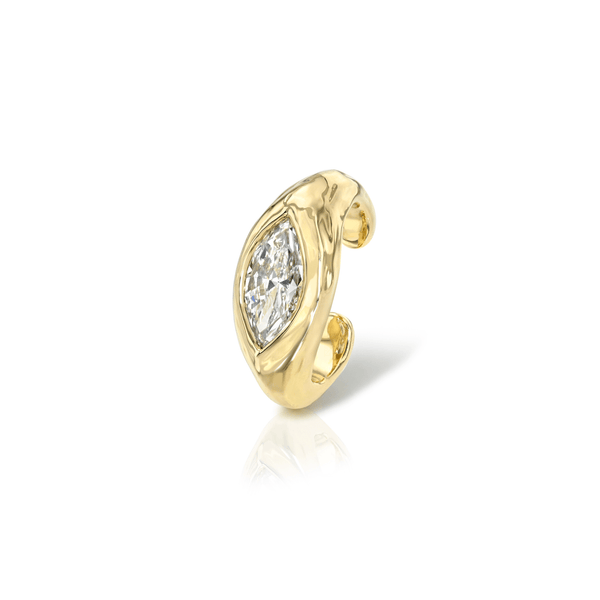 Diamond Marquise River Ear Cuff | Ready to Ship (LAB) Yellow Gold Lab-Created by Logan Hollowell Jewelry
