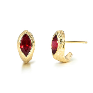 Ruby Marquise River Stuggies Yellow Gold Pair by Logan Hollowell Jewelry