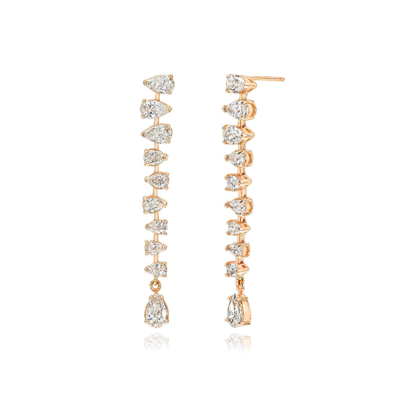 The Reverse Water Drop Tennis Earrings Rose Gold Pair by Logan Hollowell Jewelry