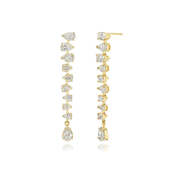 The Reverse Water Drop Tennis Earrings Yellow Gold Pair by Logan Hollowell Jewelry