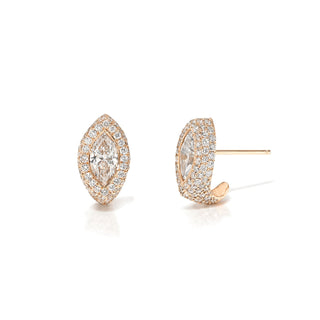 Pavé Marquise Diamond Stuggies Rose Gold by Logan Hollowell Jewelry