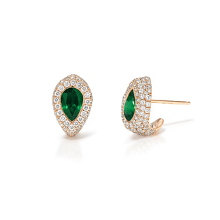 Pavé Pear Emerald Stuggies Rose Gold by Logan Hollowell Jewelry