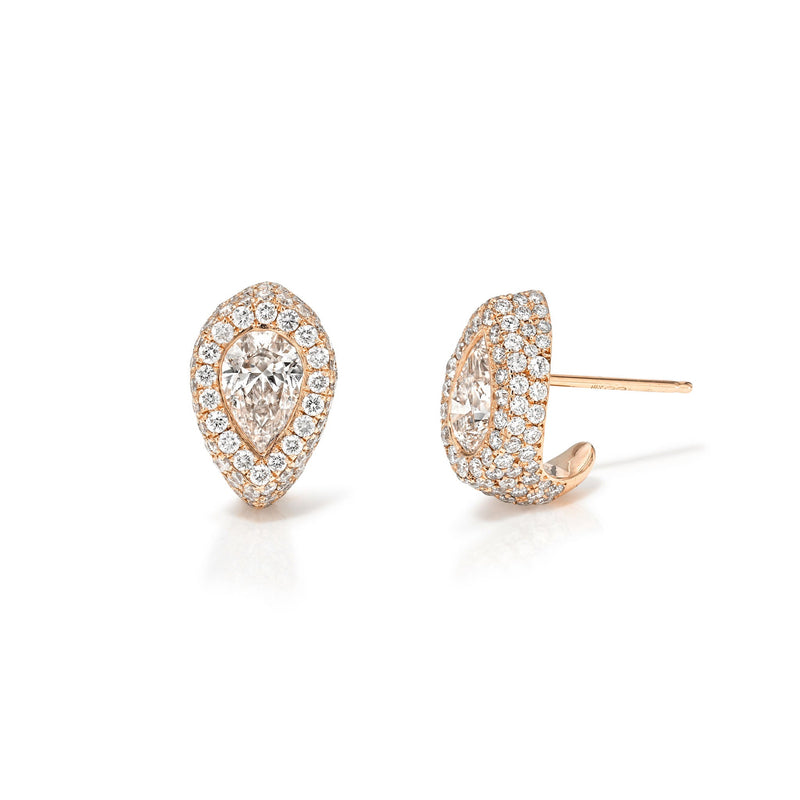 18K Reverse Water Drop Pavé Diamond Stuggies by Logan Hollowell Jewelry