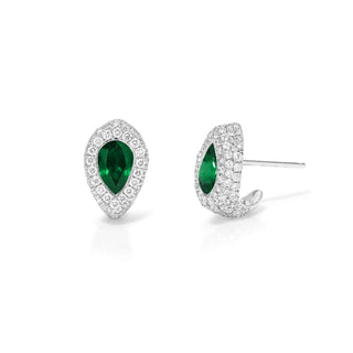 Pavé Pear Emerald Stuggies White Gold by Logan Hollowell Jewelry