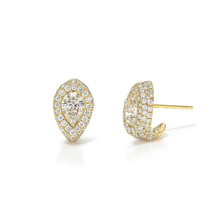 Reverse Water Drop Pavé Diamond Stuggies | Ready to Ship Yellow Gold by Logan Hollowell Jewelry