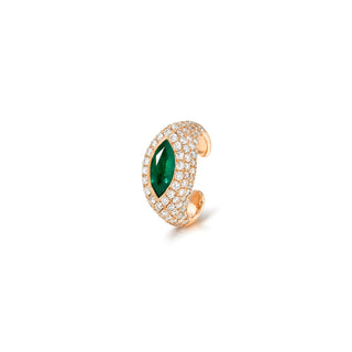 Pavé Marquise Emerald Ear Cuff Rose Gold by Logan Hollowell Jewelry