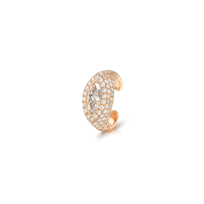 Pavé Marquise Diamond Ear Cuff Rose Gold by Logan Hollowell Jewelry
