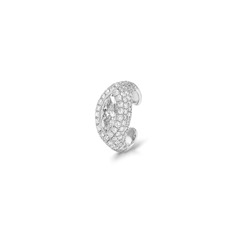 14k Pavé Marquise Diamond Ear Cuff White Gold by Logan Hollowell Jewelry