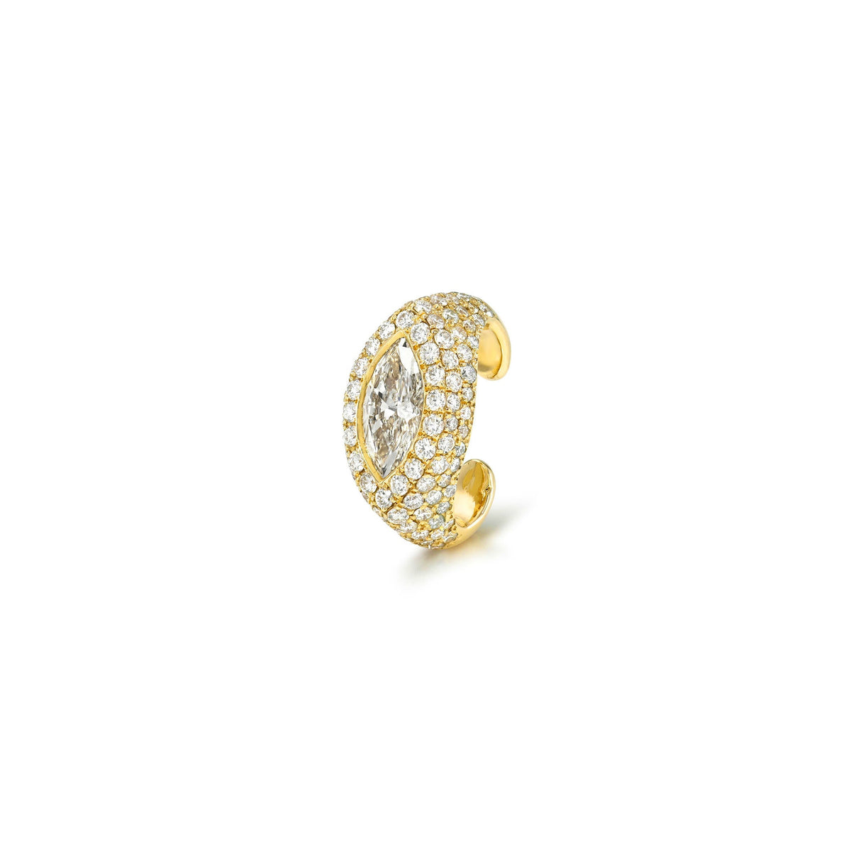 14k Pavé Marquise Diamond Ear Cuff Yellow Gold by Logan Hollowell Jewelry