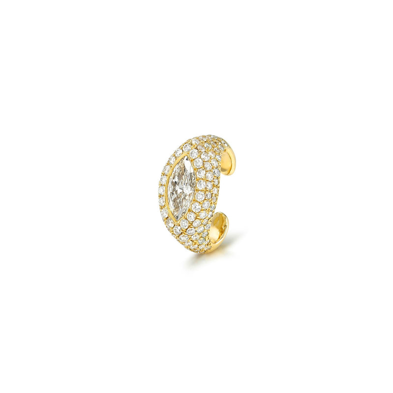 14k Pavé Marquise Diamond Ear Cuff Yellow Gold by Logan Hollowell Jewelry